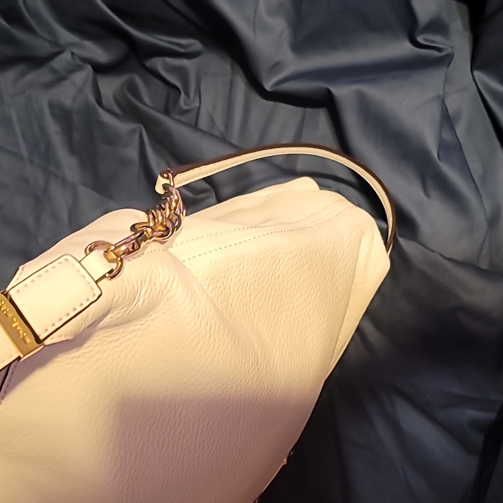 Authentic w/coa Michael Kors white leather Bedford satchel purse bag - Picture 4 of 12